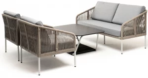 Лаунж-зона Канны 4-местная из роупа со столом Глория серый гранит 150X192X75 CM