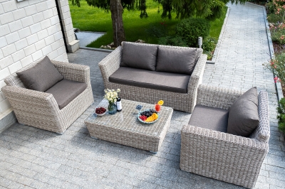 Двухместный диван из искусственного ротанга Капучино 170X86,5X81,5 CM 5