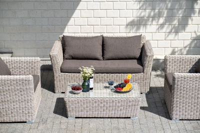 Двухместный диван из искусственного ротанга Капучино 170X86,5X81,5 CM 7