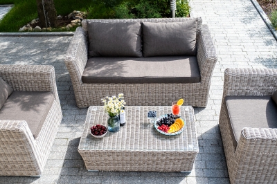 Двухместный диван из искусственного ротанга Капучино 170X86,5X81,5 CM 6