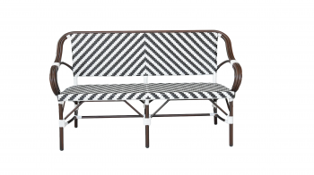Двухместный диван Кабри из искусственного ротанга черно-белый 150X58X87 CM