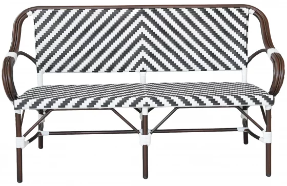 Двухместный диван Кабри из искусственного ротанга черно-белый 150X58X87 CM 2