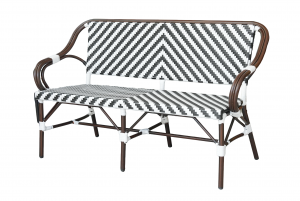 Двухместный диван Кабри из искусственного ротанга черно-белый 150X58X87 CM