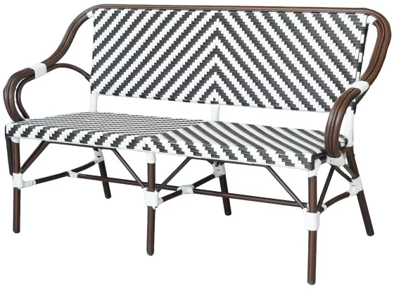 Двухместный диван Кабри из искусственного ротанга черно-белый 150X58X87 CM 1