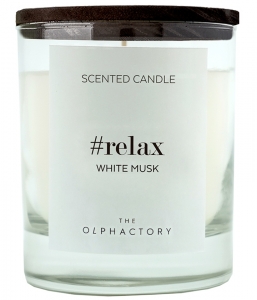 Свеча ароматическая the Olphactory Relax White musk 40 часов горения
