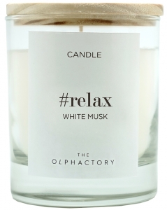 Свеча ароматическая Relax белый мускус 40 часов горения