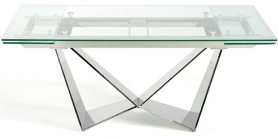 Стильный раскладной стеклянный стол Rect 160-220X90X75 3
