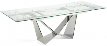 Стильный раскладной стеклянный стол Rect 160-220X90X75
