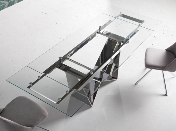 Стильный раскладной стеклянный стол Rect 160-220X90X75 6