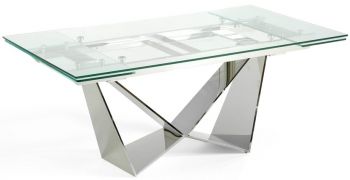 Стильный раскладной стеклянный стол Rect 160-220X90X75