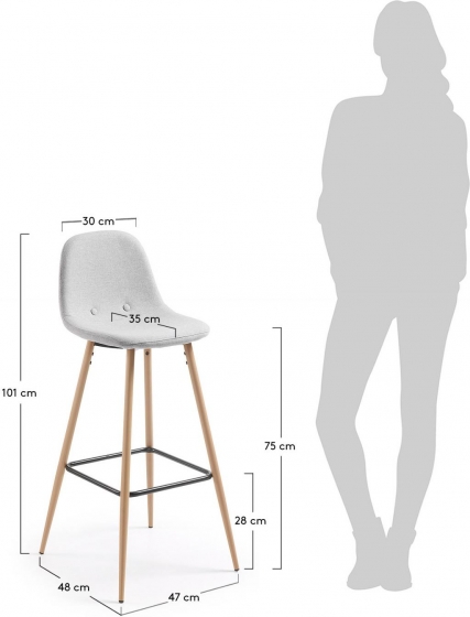 Барный стул Nilson 47X48X101 CM светло серый 5