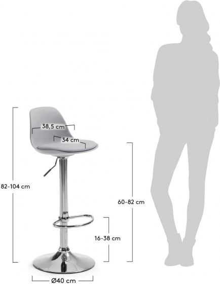 Барный стул Orlando 82-104X39X40 CM серый 5