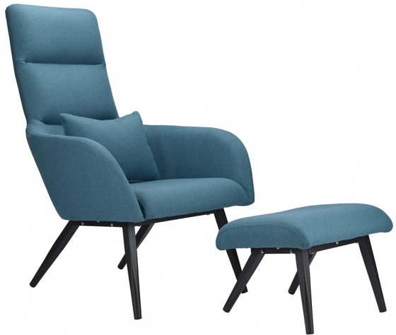 Кресло с подставкой для ног Bridjet 68X58X105 CM серо-голубое 1