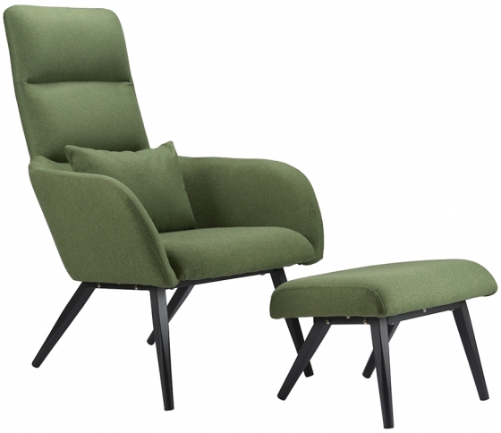 Кресло с подставкой для ног Bridjet 68X58X105 CM зелёное 1