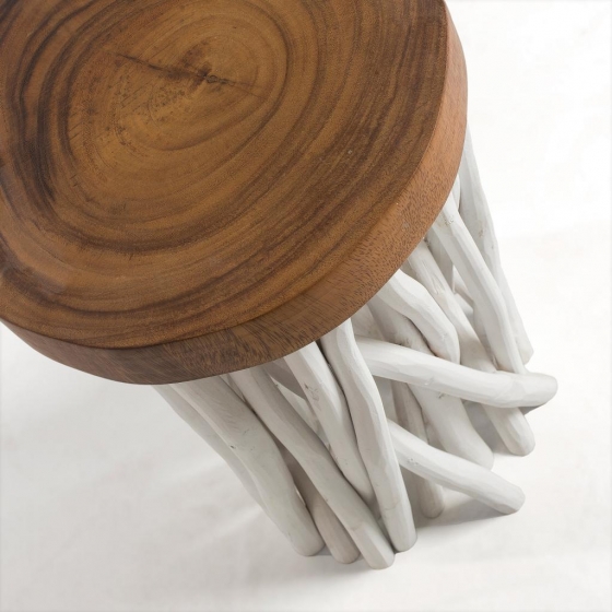Столик с ножками из веток тикового дерева Druf 35X35X50 CM 2