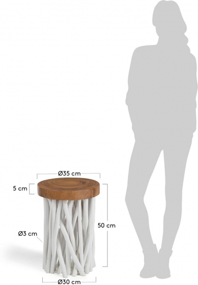 Столик с ножками из веток тикового дерева Druf 35X35X50 CM 6