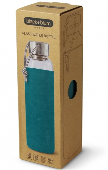 Бутылка для воды стеклянная 600 ml бирюзовая 4