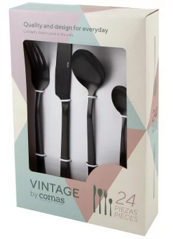 Набор из 24 столовых предметов Vintage Black Inox
