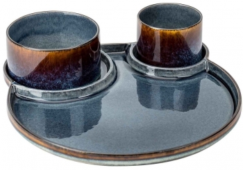 Блюдо с менажницами Quintana Ø32 / 8X8X6 / 11X11X6 CM blue