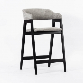 Стул Челси полубарный, ткань, серый, массив бука, черный 51X59X86 CM