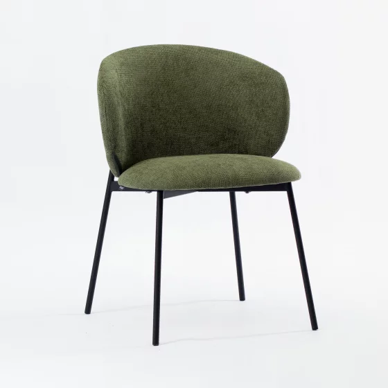 Стул Шамбери зеленая ткань ножки металл черный 59X60X80 CM 1