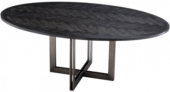 Обеденный стол с дубовым шпоном Melchior Oval 200X120X76 CM угольного цвета 4