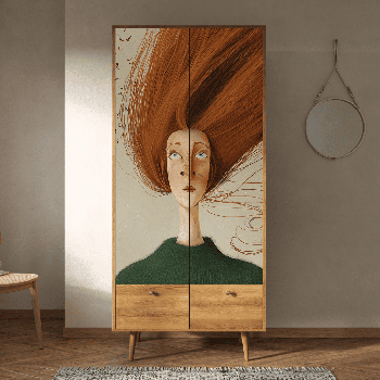 Шкаф двухстворчатый "Berber Art Рыжая девушка" арт BB16/Art1