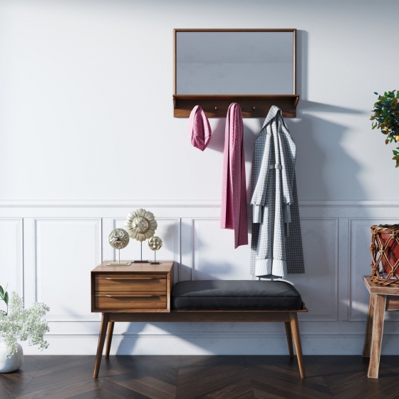 Скамья в комплекте с зеркалом Bruni 110X40X55 / 70X50 CM 2