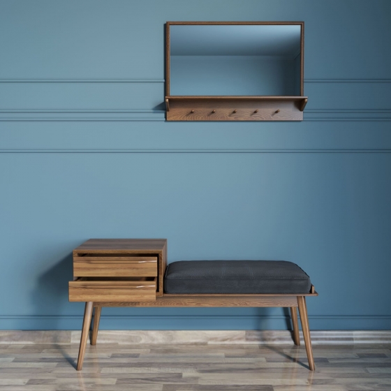 Скамья в комплекте с зеркалом Bruni 110X40X55 / 70X50 CM 3