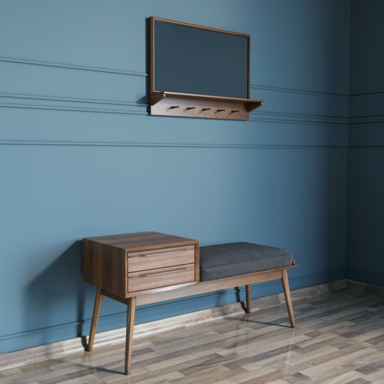 Скамья в комплекте с зеркалом Bruni 110X40X55 / 70X50 CM 4