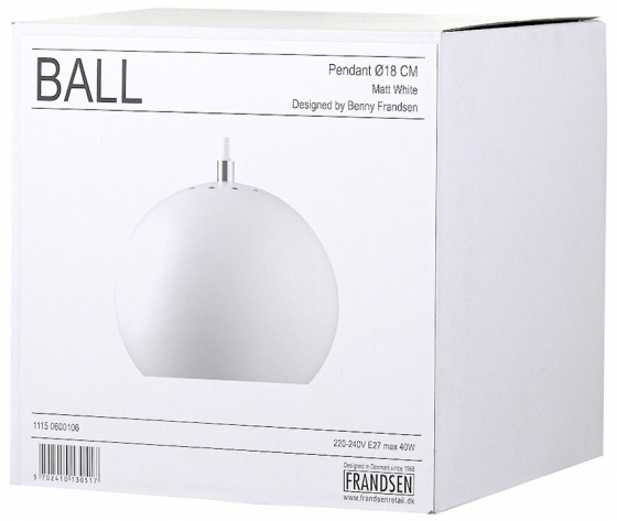 Лампа подвесная Ball 18X18X16 CM белая  9