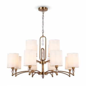 Подвесной светильник Riverside латунь, текстиль белый, 12 плафонов