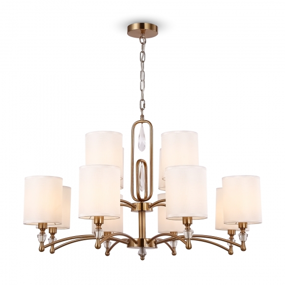 Подвесной светильник Riverside латунь, текстиль белый, 12 плафонов 1