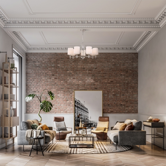 Подвесной светильник Riverside латунь, текстиль белый, 12 плафонов 3