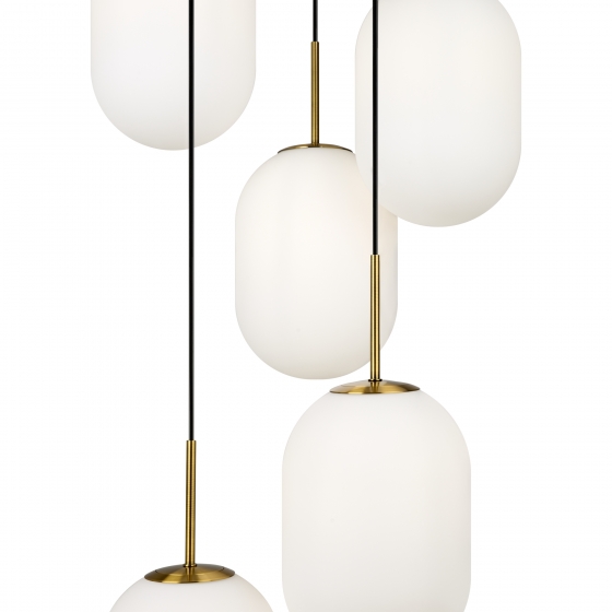 Подвесной светильник Sharlot латунь, матовое стекло, 5 плафонов 4