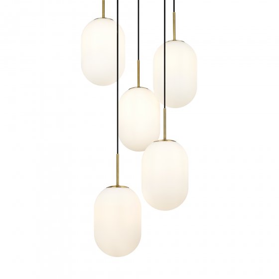 Подвесной светильник Sharlot латунь, матовое стекло, 5 плафонов 3