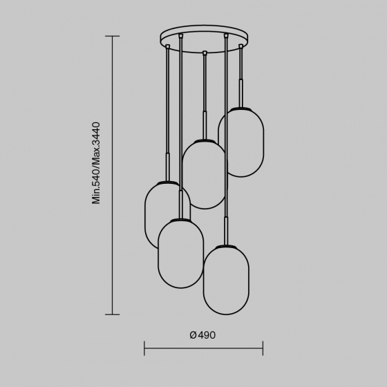 Подвесной светильник Sharlot латунь, матовое стекло, 5 плафонов 8