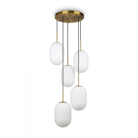 Подвесной светильник Sharlot латунь, матовое стекло, 5 плафонов 5