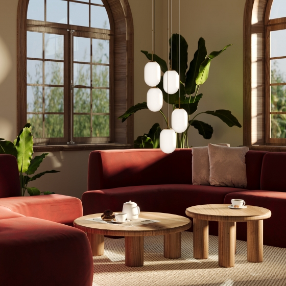 Подвесной светильник Sharlot латунь, матовое стекло, 5 плафонов 7