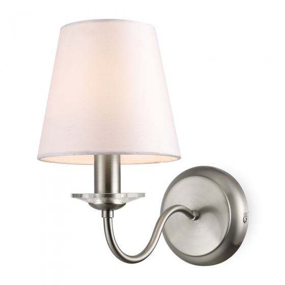 Настенный светильник Осборн никель, текстильный абажур 1