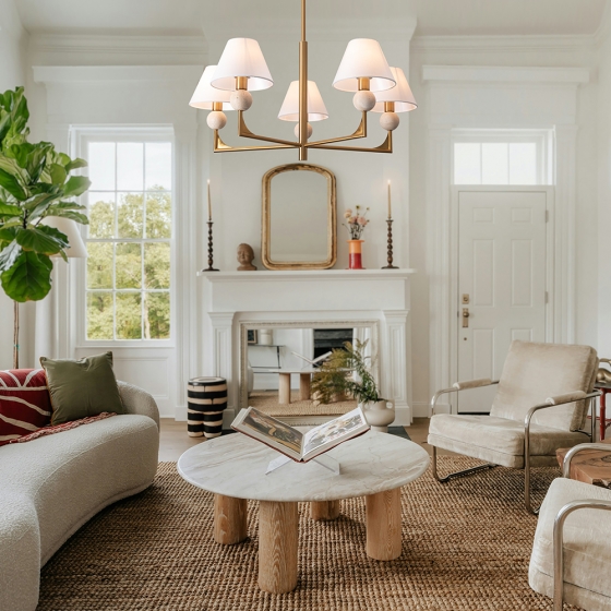 Потолочный светильник Райли Латунь 5 плафонов 3