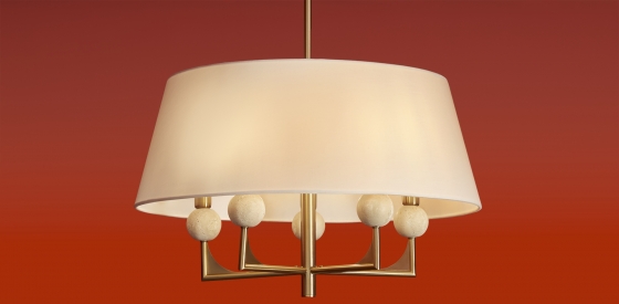 Потолочный светильник Райли Латунь 5 плафонов 12