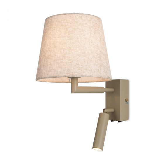 Настенный светильник Батлер бежевый, текстильный абажур 1
