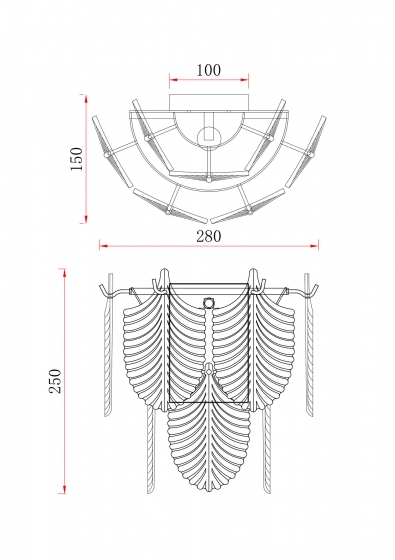 Бра Hloya золотой с прозрачными абажурами 14
