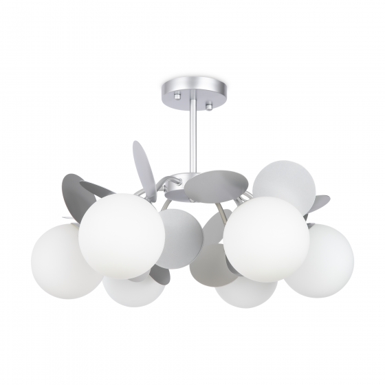 Люстра Satellite серебристая с белыми плафонами, 6 ламп 4