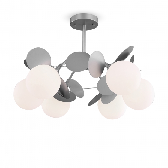 Люстра Satellite серебристая с белыми плафонами, 6 ламп 3