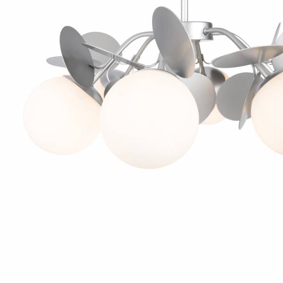 Люстра Satellite серебристая с белыми плафонами, 6 ламп 5