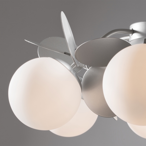 Люстра Satellite серебристая с белыми плафонами, 6 ламп 13