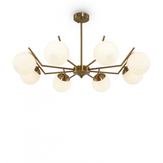 Люстра Moonrock латунь, 8 плафонов, стекло 1