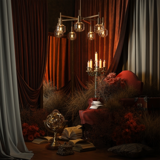 Потолочный светильник Fero латунь, стекло, 7 плафонов 12